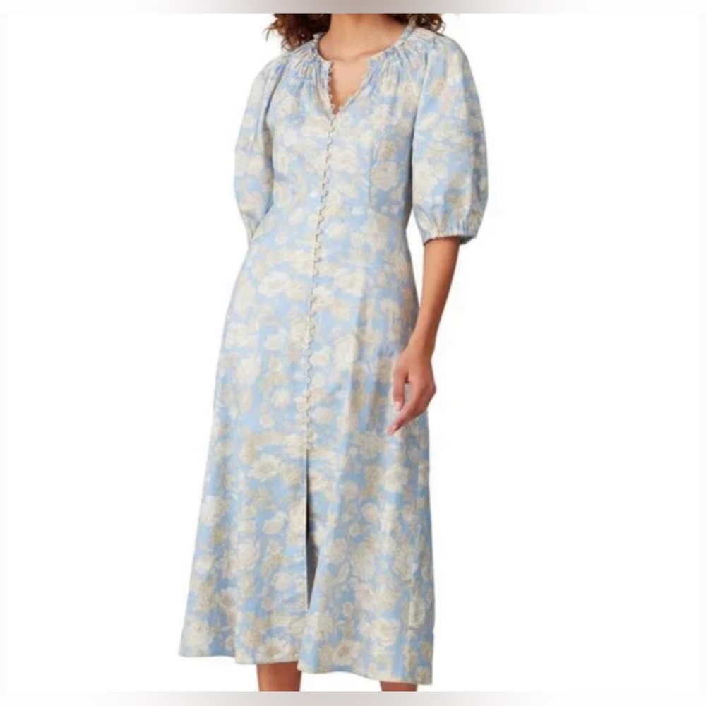 Rebecca Taylor Blue and Tan Flower Dress